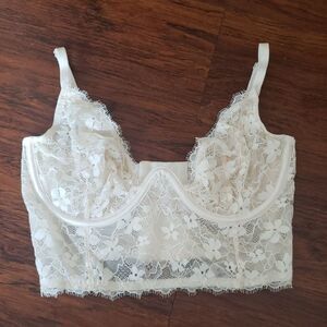 Victoria's Secret Ivory Floral Lace Corset Bra Size 32D New Dream Angel's Fairy
